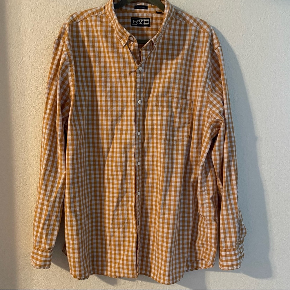 Hawker Rye Shirt Mens 2XL Orange Plaid Button Up Long Sleeve Casual